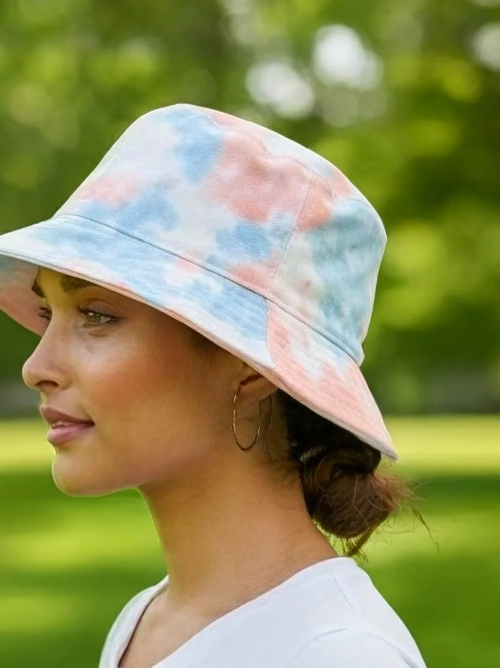 Pastel Tie Dye Bucket Hat Blue & Orange Sun Hat Summer Accessories Kids/Pre-Teen